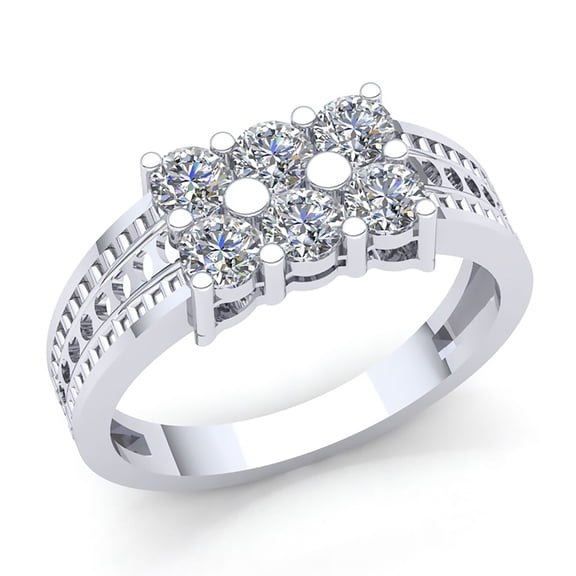 Natural 0.75carat Round Cut Diamond Mens Cluster Classic Anniversary Engagement Ring Solid 10K Rose, White or Yellow Gold J SI2