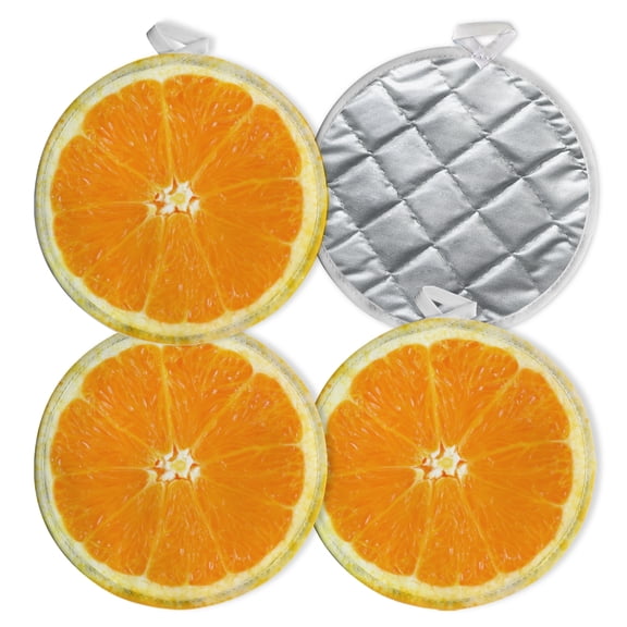 4 PCS Pot Holders for Kitchen,Potholders Sets with Hook for Oven,Cooking,Baking,Orange With White Pith Surrounding The Flesh