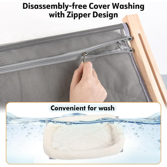 Sill Window Perch with Cushion Bed Cover, Sturdy Hammock for Large Cats, Easy to Adjust for Windowsill, Bedside, Drawer and Cabinet () Dog Bed