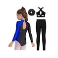 thumbnail image 3 of TTAO Gymnastics Leotard for Girls Long Sleeve Sparkly Rhinestone Ballet Dance Unitard Jumpsuit with Shorts Set Royal Blue 8, 3 of 7