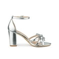 thumbnail image 3 of BLISSFUL STEP Women's Shoes Bow Tie Open Toe Ankle Strap High Block Heel Sandals Silver 6, 3 of 7