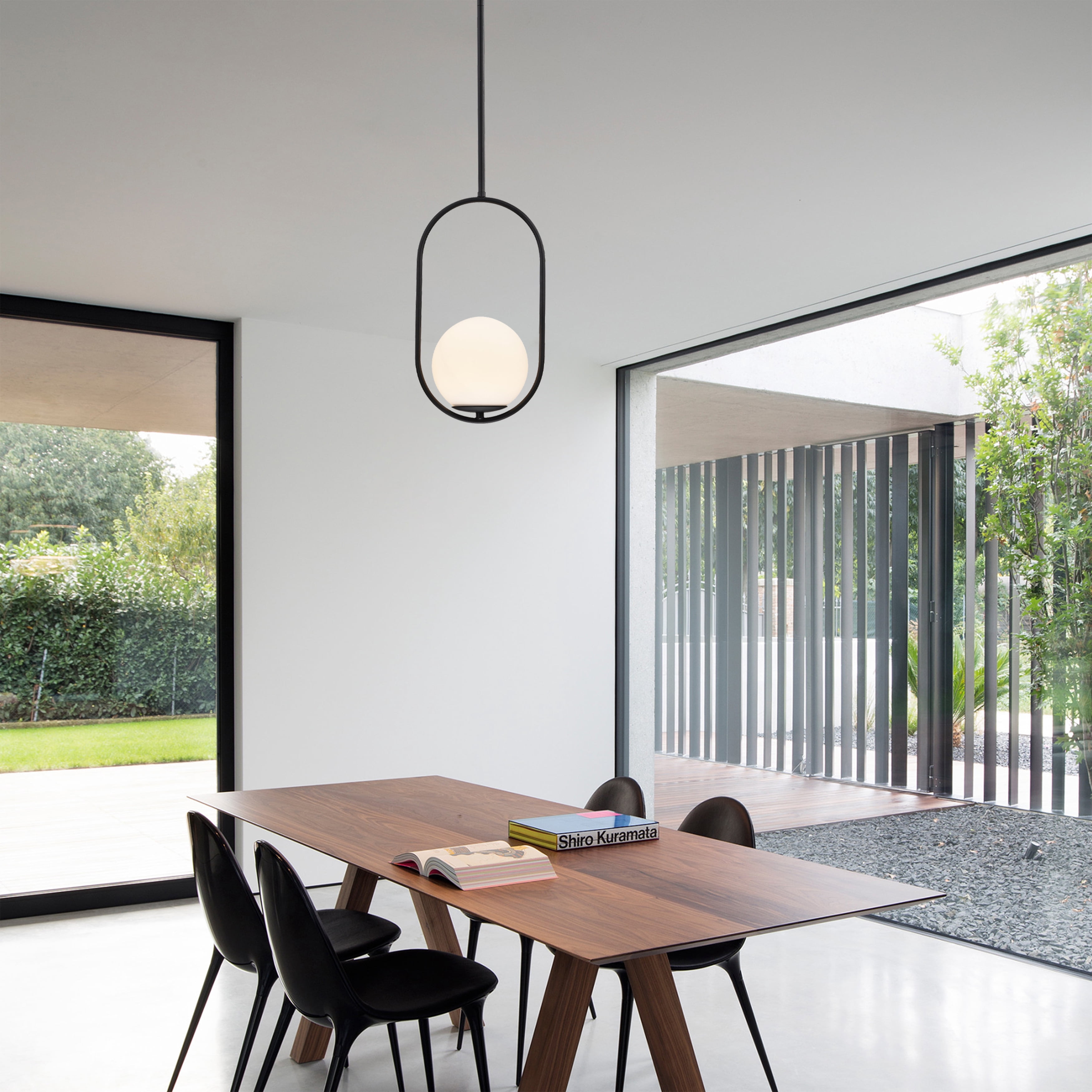 Black Globe Pendant Light with 5.9'' Glass Shade Hanging Ceiling Light for Kitchen Island, Dining Room , Entryway