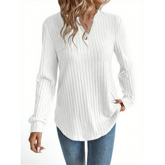DOKOTOO Women's Tunic Shirts Long Sleeve V Neck Casual Lightweight Sweater Blouse Tops