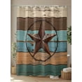 thumbnail image 4 of Texas Star Shower Curtain Set, Waterproof Shower Curtains for Bathroom, Teal Brown Farmhouse Wooden Country Washable Fabric Cloth Bath Curtain for Bathtub Decoration with Hooks 72x78 Inches, 4 of 6