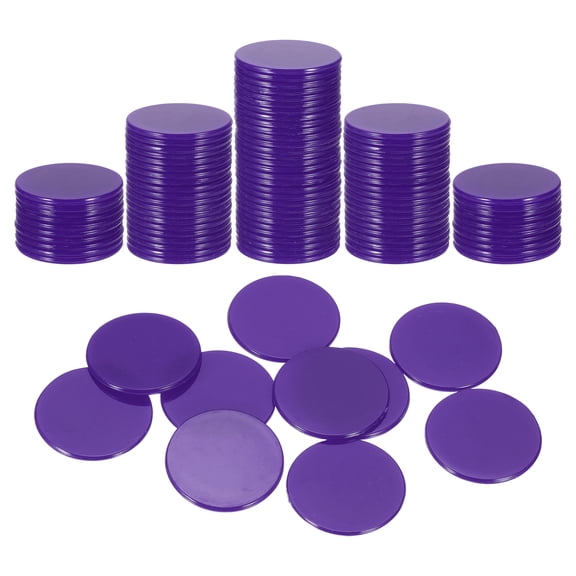 Uxcell 100 Pack 1.2 Inch Poker Chips, Plastic Bingo Chips Learning Counters Counting Counters Disks Markers Opaque Game Tokens for Game Play Math Counting, Purple, Flat