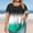 Green, variant on Plus Size Women Under $10 Short Sleeved Round Neck Button Up Pleated T-shirt Top