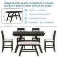 thumbnail image 2 of Harper & Bright Designs 6 Piece Wood Counter Height Dining Table Set with Storage Shelf, Kitchen Table Set with Bench and 4 Chairs, Espresso, 2 of 15