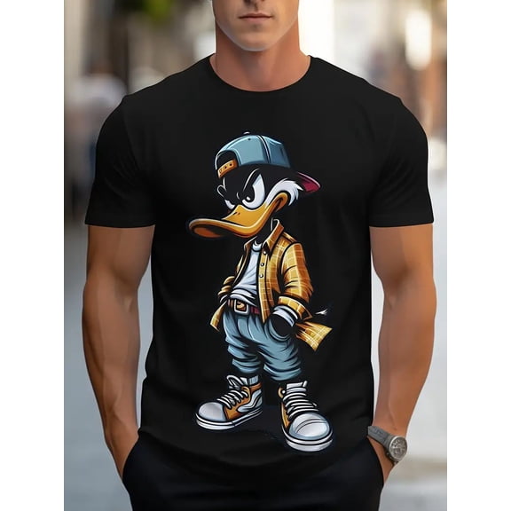 Mens Novelty Tee MenGifts Mens Mens Premium Cotton Tee Short Sleeve Anime Duck Print TBirthday HimshirtMens Novelty Shirt Large PatternMens Novelty Shirt Regular Fit Casual Round Neck TeeMens Novelt