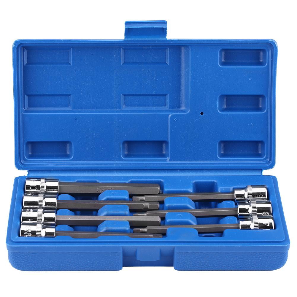 WALFRONT 7Pcs Extra Long Hex Bit Socket Set 1/8 5/32 3/16 7/32 1/4 5/16