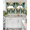thumbnail image 4 of Teal Retro Butterfly Swag Kitchen Curtains Sets for Windows 24 Inch Length, Summer Butterflies Vintage Short Window Curtain Panels Swags Valances and Tiers 3 Piece Set for Cafe/Dining Room, 4 of 5