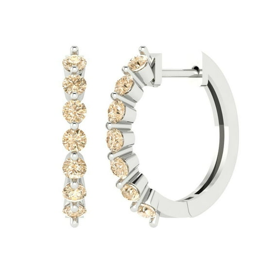 0.84 ct Lever-Back Hoop Earrings for Women | 2.5mm Round Cut Natural Morganite | 18K White Gold