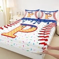 thumbnail image 4 of Erosebridal Kids Baseball Gaming Full Size Sheets, Cartoon Initial P Bed Sheets, 4 Pieces, 4 of 5