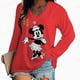 thumbnail image 1 of Spring Autumn Elegant Shirt Women Sexy Long Sleeve V Neck Disney Mickey Mouse Floral Print T Shirt Casual Loose PulloverXXXL Gao Jinjia LED, 1 of 2