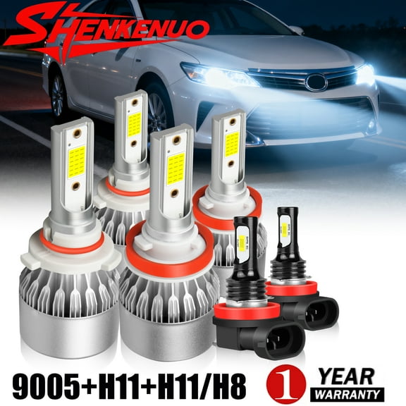 For Toyota Camry 2007-2014 LED Headlight Bulbs 9005 H11 High/Low Beam H11 H8 Fog Light 6000k 6pcs