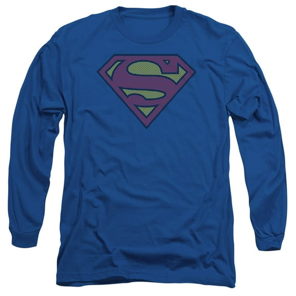 Superman Little Logos Long Sleeve Adult 18/1 T-Shirt Royal Blue