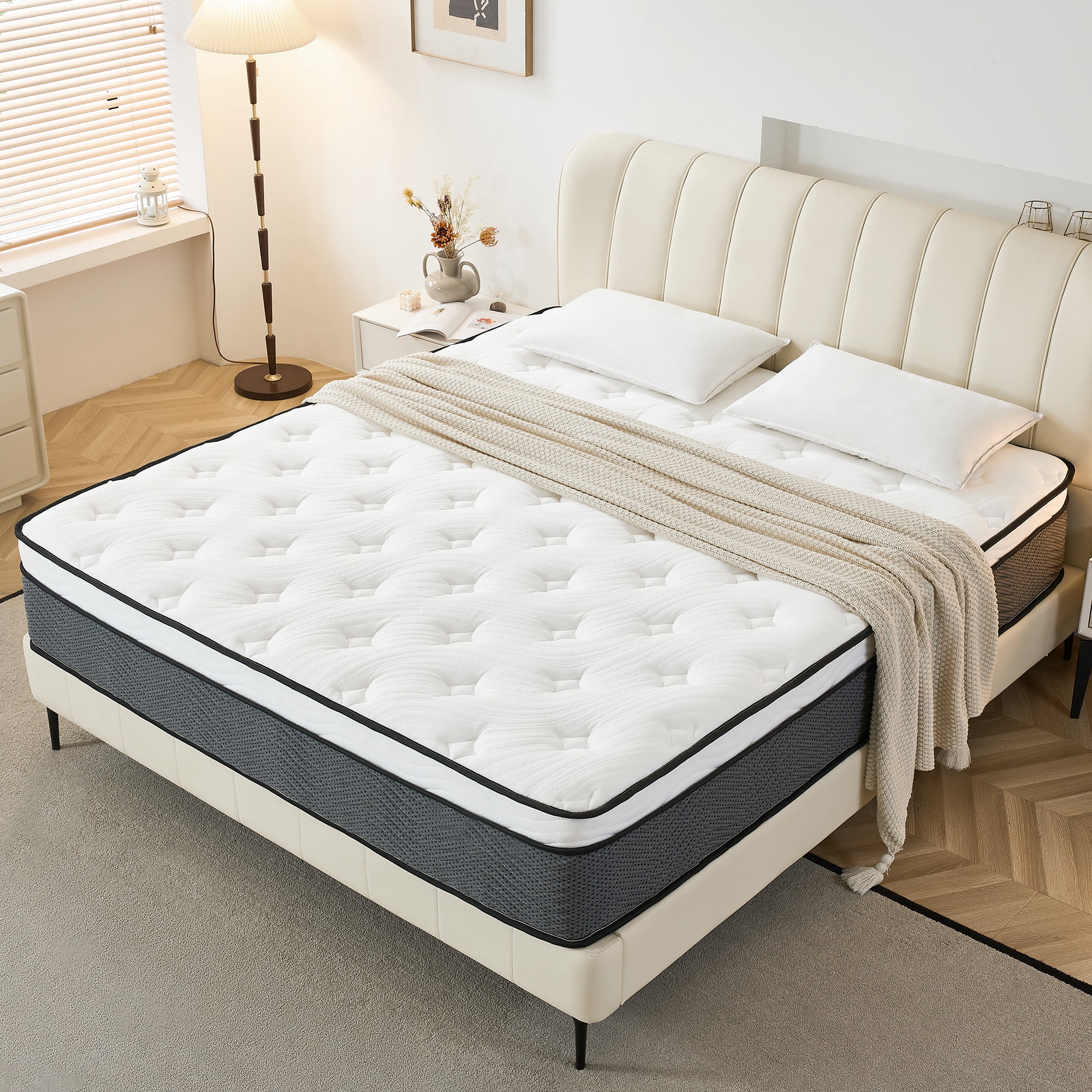 King Mattress 12 inch, Pillow Top, Medium Firm, Hybrid Pocket Spring Mattress in a Box