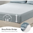 thumbnail image 5 of Simple&Opulence 100% Linen Sheet Set-Pure Linen Bedding Sheet-4 Pieces (1 Flat Sheet,1 Fitted Sheet,2 Pillowcase)-Embroidery Collection,Soft & Cozy,Cooling Bedding- King Size, Dusty Blue, 5 of 9