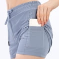 thumbnail image 4 of Ltctricy Athletic Shorts for Women Elastic Waist Drawstring Quick Dry 2 in 1 Running Shorts Gym Workout Shorts with Inner Pockets, 4 of 6