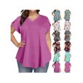 thumbnail image 4 of Gvmfive Women Plus Size Floral Print Short Sleeve Blouse Tunic Casual T-shirt Top, 4 of 5