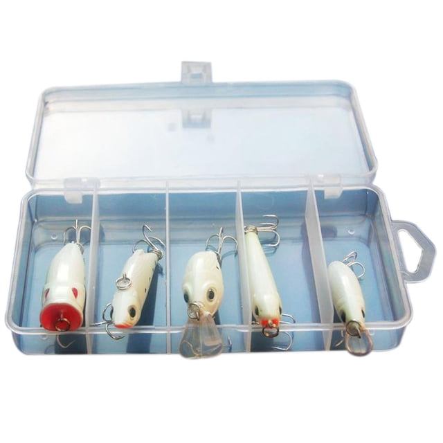 Pesca Kit de cebo de pesca nocturna Luminous VIB Popper Crank Minnow Pencil Glow Lure