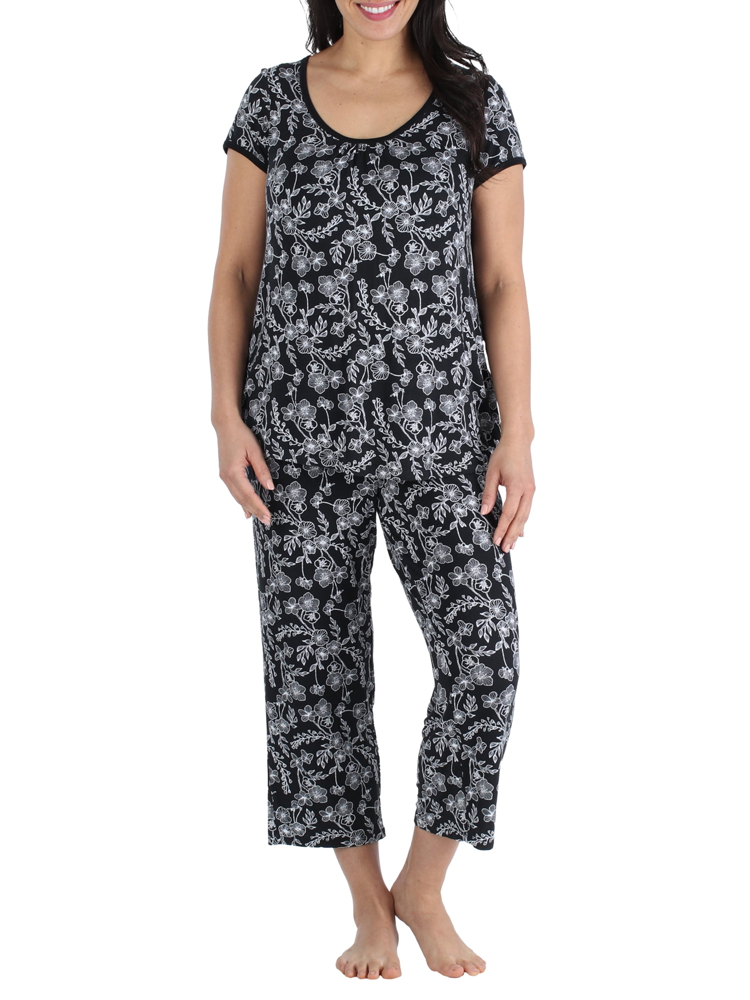 Bsoft bSoft Women's Bamboo Jersey Short Sleeve Top and Capri Pajama