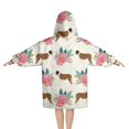 thumbnail image 2 of Saint Bernard Dog Breed and Flower Floral Blanket Hoodies for Kids 6-13YR Oversize Wearable Blanket Hoodies for Boys Girls Teens, 2 of 7