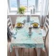 thumbnail image 3 of Teal Red Turtle Coastal Rectangle Tablecloth, Summer Beach Nautical Coral Starfish Waterproof & StainResistant Tablecloth, Washable Oil-proof Table Cover for Dining/Party/Wedding/Buffet 60x84 In, 3 of 9