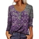 thumbnail image 1 of Puntoco moda mujer cuello redondo botón manga larga estampado casual camiseta blusa tops Puntoco Puntoco-2369, 1 of 4