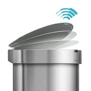simplehuman 12 Gallon Semi-Round Sensor Trash Can with Liner Pocket, Brushed Stainless Steel