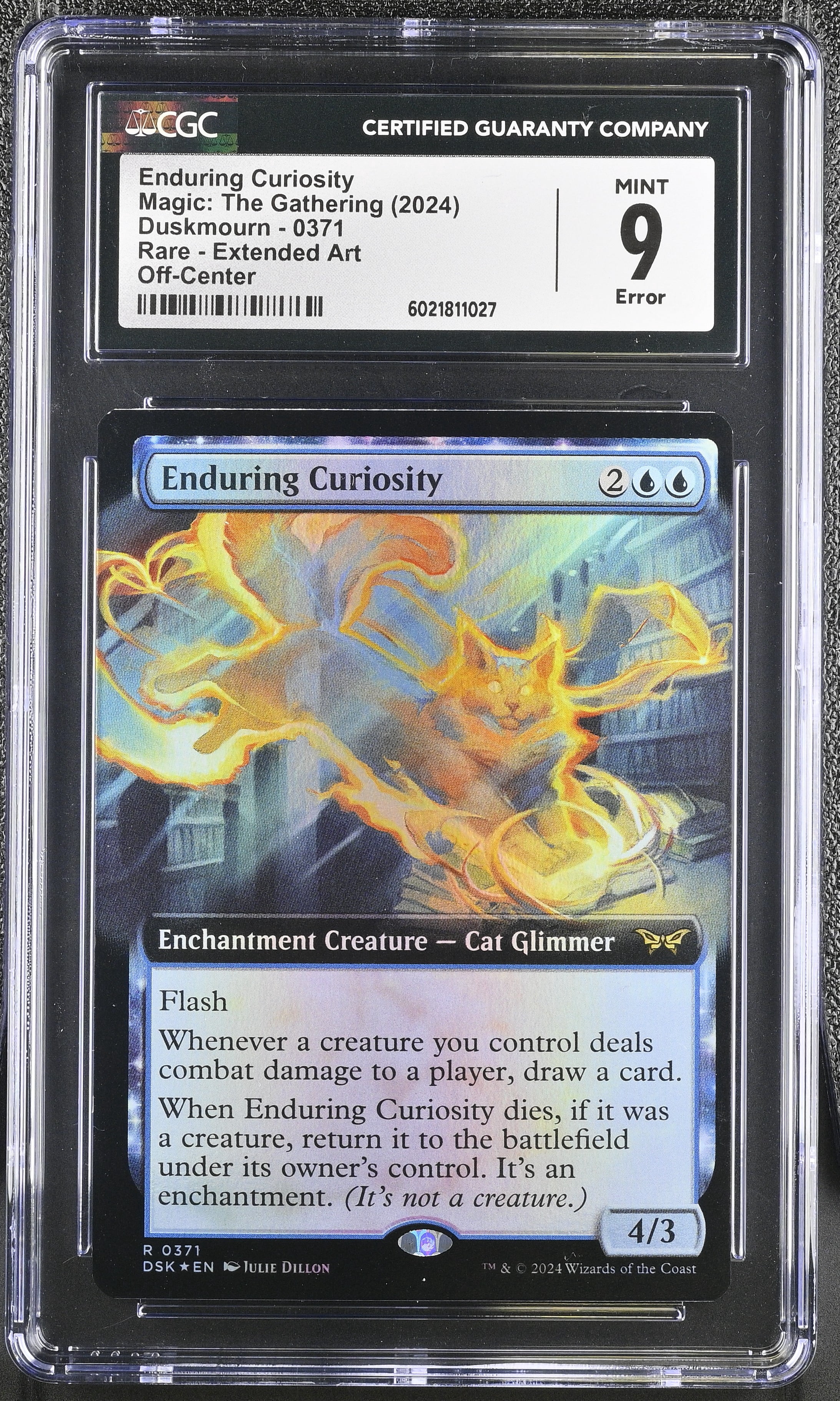 Magic: The Gathering Enduring Curiosity Extended Art Rare Off-Center Error Mint 9 Duskmourn 2024
