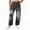 Gray, variant on Womens Low Rise Baggy Barrel Horseshoe Jeans Patchwork Denim Pants with Pockets