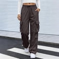 thumbnail image 6 of Cargo Pants for Women Wide Leg Baggy Hiking Pants Lightweight High Waisted Drawstring Straight Leg Cargo Work Pant, 2XL, 6 of 6