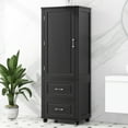 thumbnail image 3 of Harper & Bright Designs Tall Bathroom Storage Cabinet with Doors and Drawer, Modern Freestanding Storage Cabinet with Adjustable Shelf, Black, 3 of 14