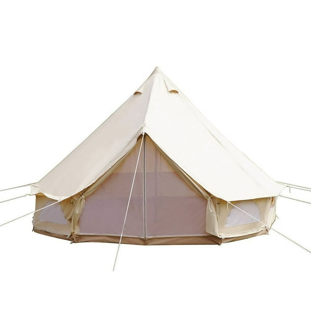TECHTONGDA 6M 4 seasons Outdoor Canvas Bell Tent Waterproof Camping Tent  Stove Hiking
