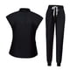 thumbnail image 2 of Conjunto De Uniforme Médico Para Mujer, Top Y Pantalones Lavables Para Belleza, Tienda De Mascotas, SPA XL, Negro, 2 of 8