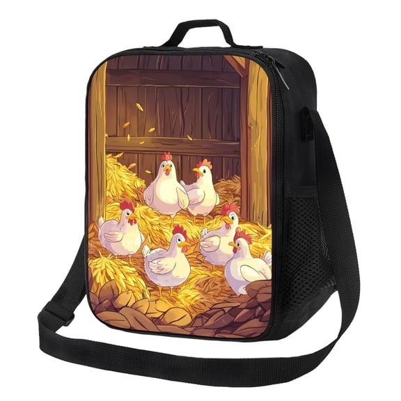 Chicken Lunch Bag Reusable Lunch Box Insulated Tote Bag with Adjustable Shoulder Strap