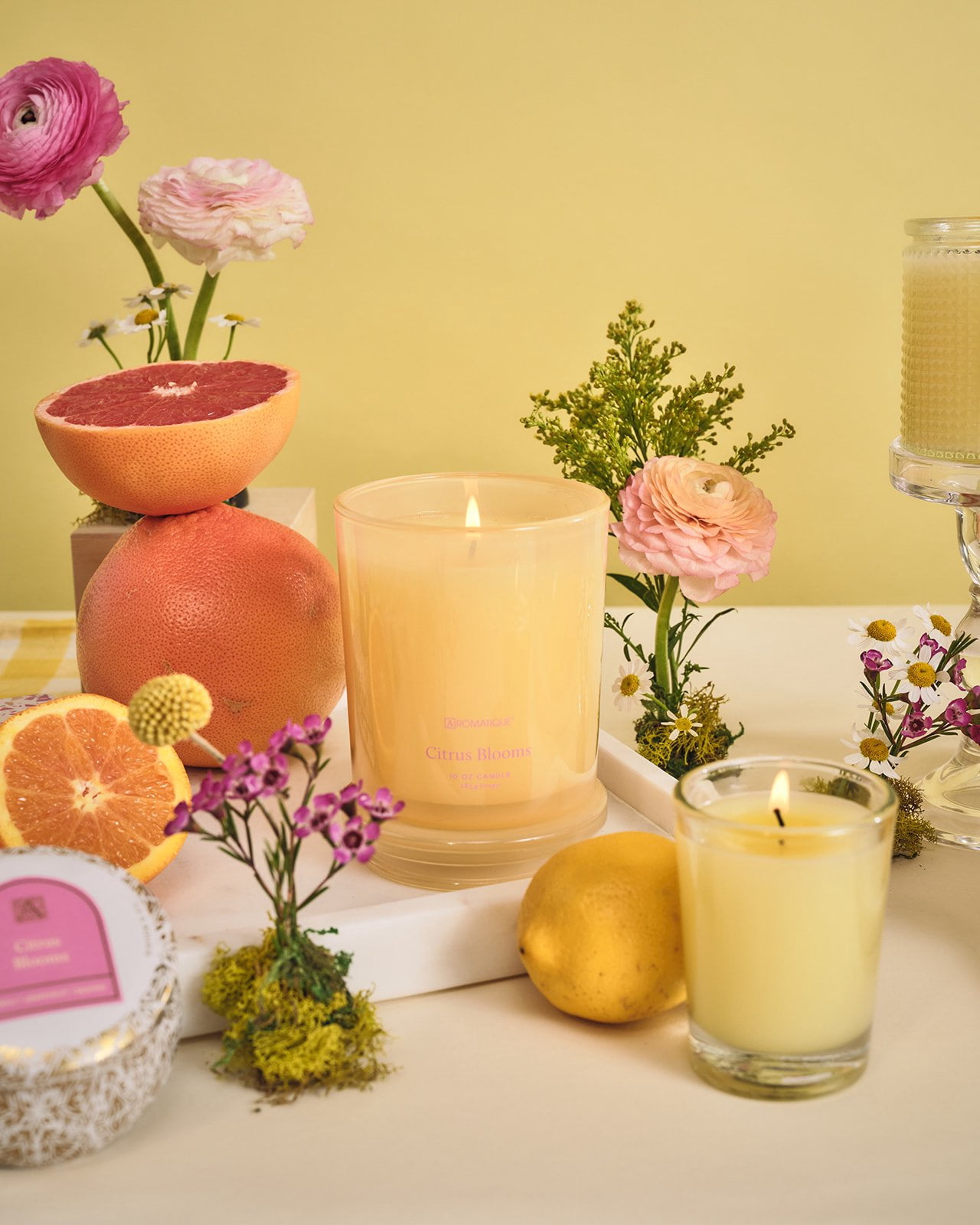 CITRUS BLOOMS Aromatique Foundry 10oz Tinted Glass Scented Jar Candle