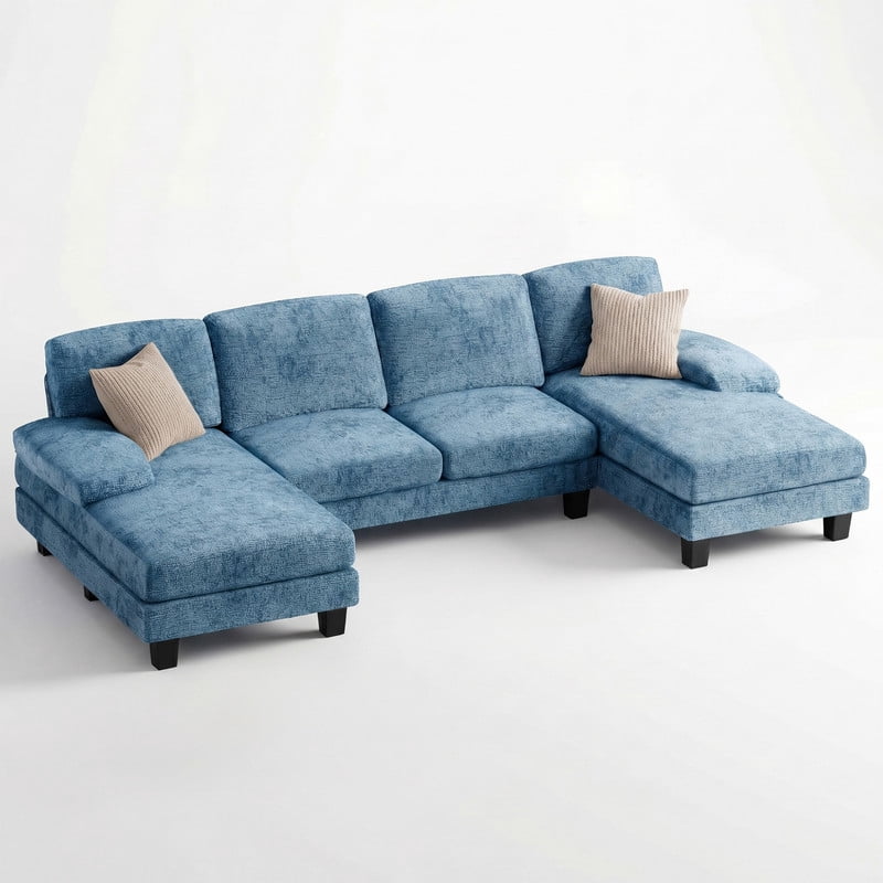 Vineego 105" Cloud U-shape Sectional Sofa Modern Modular Oversized Couches for Living Room,No Assembly Required,Blue