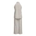 thumbnail image 4 of Linen Sets for Women 2 Piece Sleeveless V Neck Halter Top Matching Wide Leg Pants Summer Lounge Set Vacation Outfits Pocket 2026 Beach Vacation Outfits(White,XL), 4 of 5