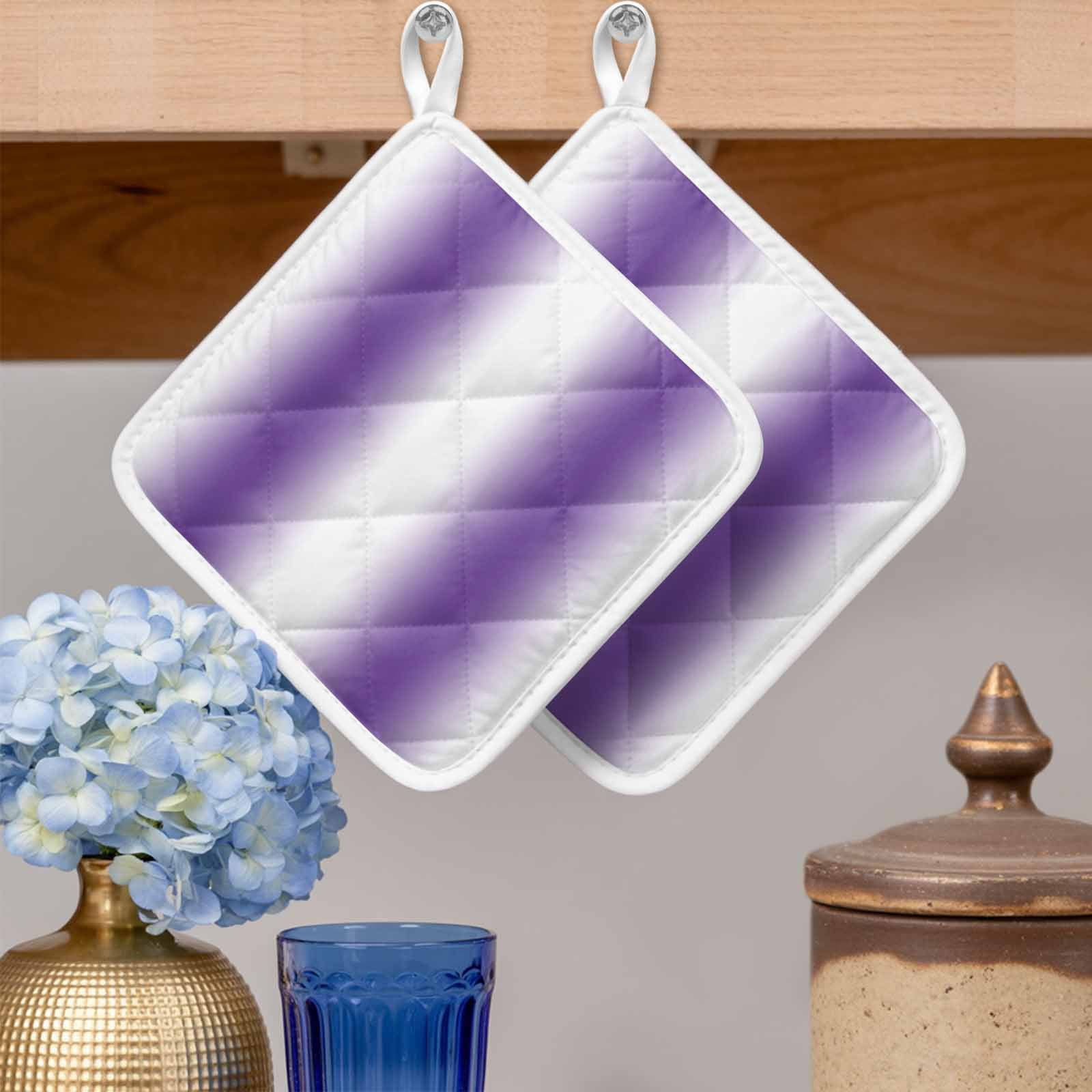 Purple White Ombre Pot Holders for Kitchen Heatproof Potholder, 5 Pack Modern Abstract Art Farmhouse Gradient Hot Pads Multipurpose Oven Pads Cloth Potholders Trivet for Cooking Baking