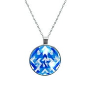 Flag of Israel Stunning Glass Circular Pendant Necklace - Elegant Jewelry for Women