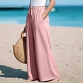 thumbnail image 7 of Palazzo Pants for Women High Waisted Wide Leg Pants Elastic Drawstring Waist Casaul Flowy Pant Pink 2XL, 7 of 7