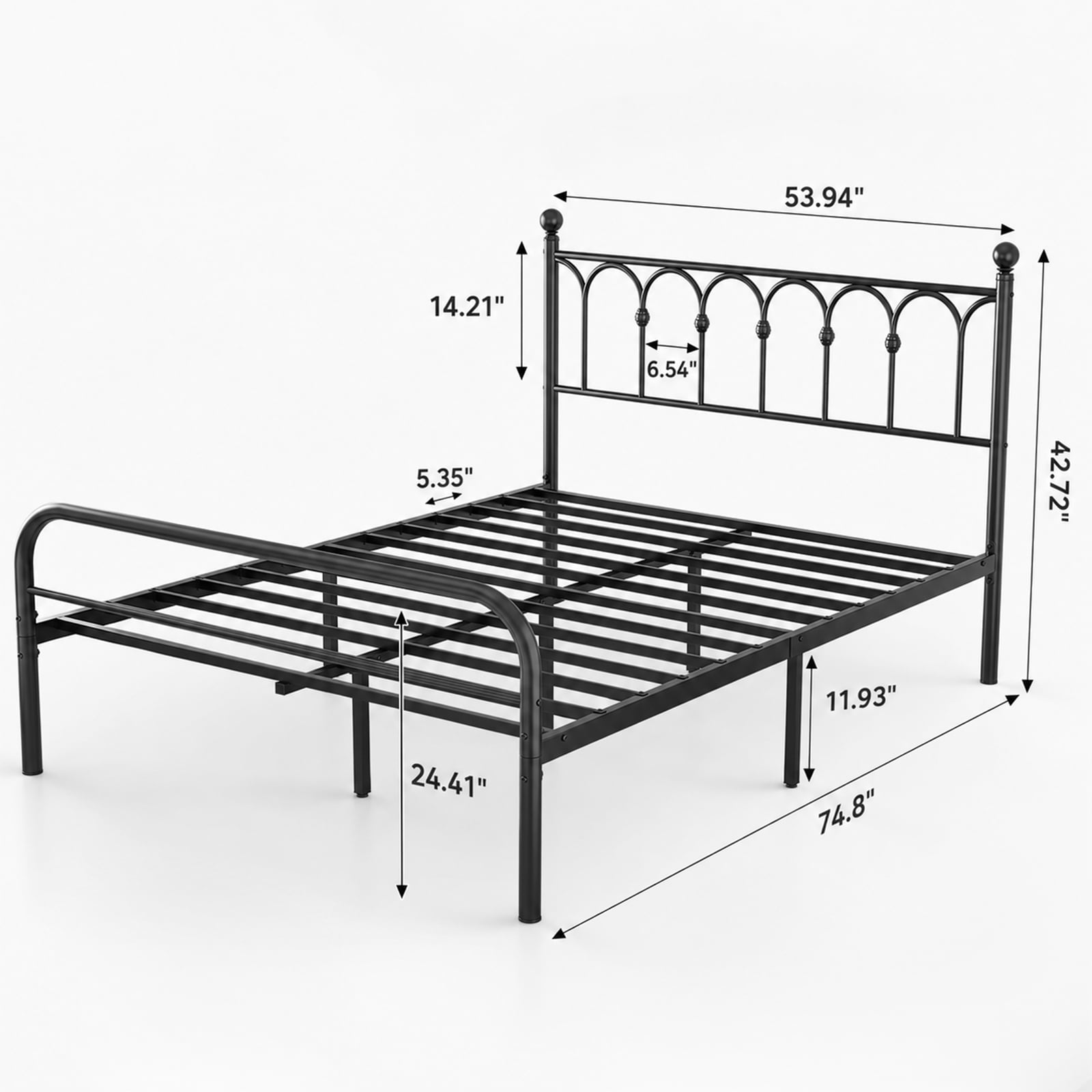 Alvantor Metal Platform Bed Frame, Classic Iron Art Headboard & Footboard, Stable & Noiseless, 11.9 Inch Under Bed Storage, No Box Spring Needed, Easy Assembly, Black