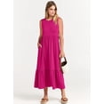 thumbnail image 3 of ANRABESS Women Summer Casual Sleeveless Crewneck Sundress Aline Flowy Tiered Maxi Long Beach Dress Vacation Outfits MediumRed, 3 of 12