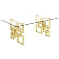 thumbnail image 2 of Rectangular Clear Glass 5pc Dining Set with Gold Stainless Steel Base, 2 of 3