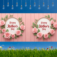 thumbnail image 6 of Floral Design Mother's Day Banner Rose Decoration Flower Wreath Mother's Day Sign for Celebration Decoration Event Party, 6 of 9