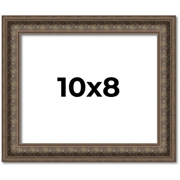 10x8 Frame Brown Ornate Picture Frame Complete Wood Picture Frame with UV Acrylic, Foam Board