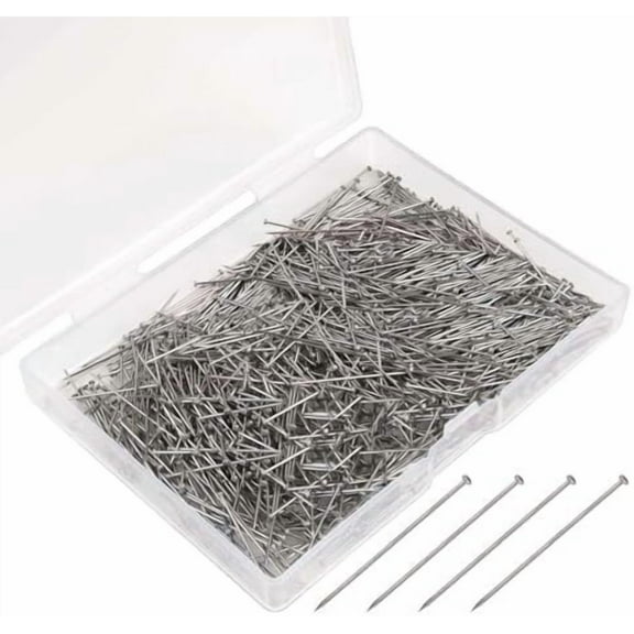 1000 Pieces Straight Pins for Crafts Sewing Pins 1 Inch Dressmaker Pins Stainless Steel Fine Satin Pin Flat Head Pins for Jewelry Making Craft DIY Quilting Sewing (Silver)