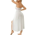 thumbnail image 3 of Xysaqa Women Lingerie Sexy Lace V Neck Nightwear Chemise Mesh Bridal Nightdress Front Split Nightgowns for Women Long Maxi Dress, 3 of 9
