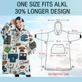 thumbnail image 4 of Oversized Wearable Blanket Hoodie,Blue Football Game Icons Pattern Sherpa Blanket Hoodie with Super Pockets,Super Warm Fuzzy Pullover for Women & Men, 4 of 6
